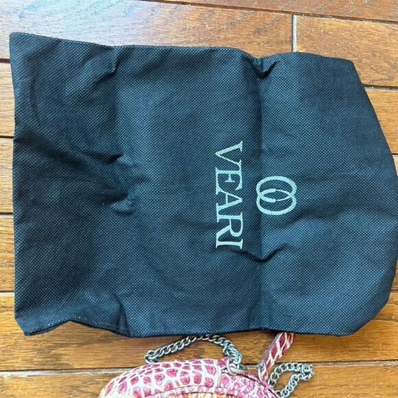 Veari Crocodile‎ Leather Chain Strap Bag Cross Body Purse Brown Pink W/ Dust Bag - Picture 15 of 16